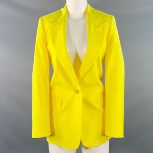MSGM Size 2 Yellow Wool Peak Lapel Single Button Jacket Blazer